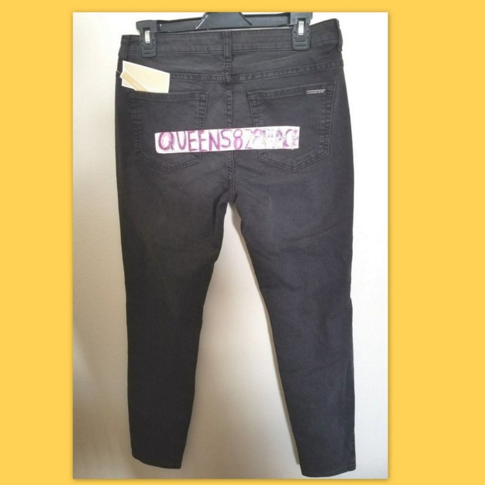 ⬇⬇⬇⬇⬇⬇  NWT Michael Kors 6 Black Skinny braided Jeans - Picture 5 of 8